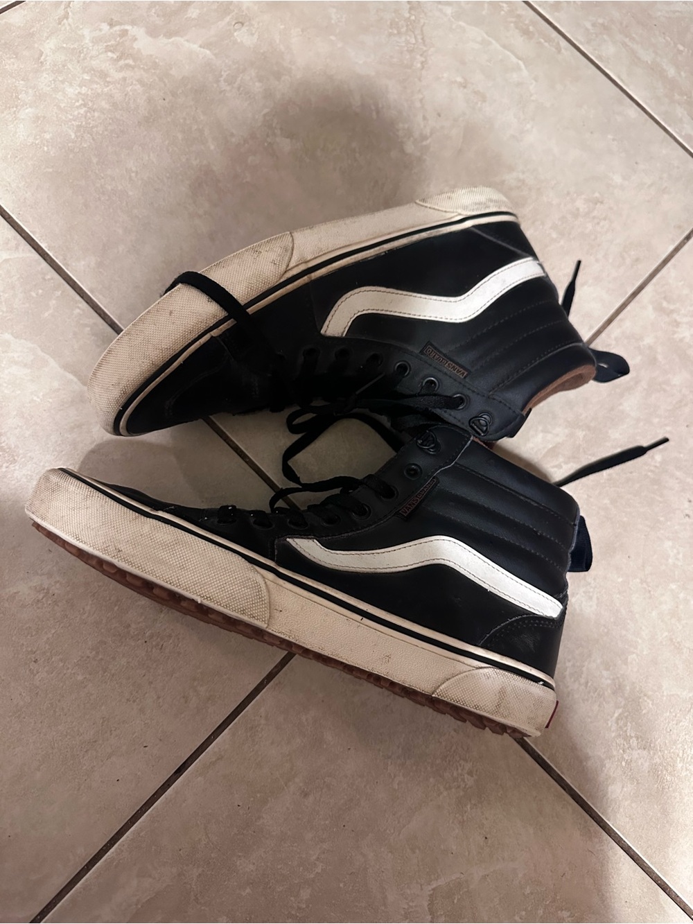 Vans Black and White Sk8-Hi Athletic leather High-Top Sneakers